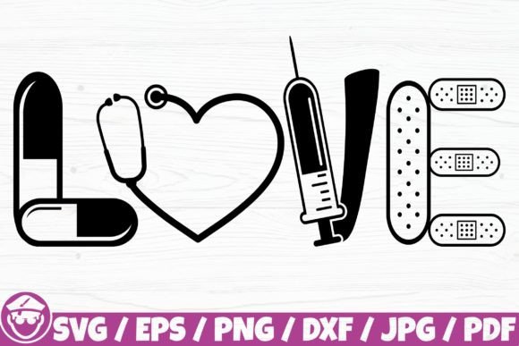 Love Nursing Graphics for Crafts and Branding