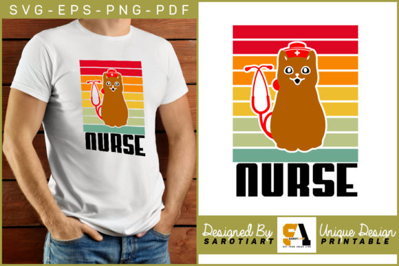 Nurse Cat Lover Silhouette T-shirt PNG: Graphics for Crafts