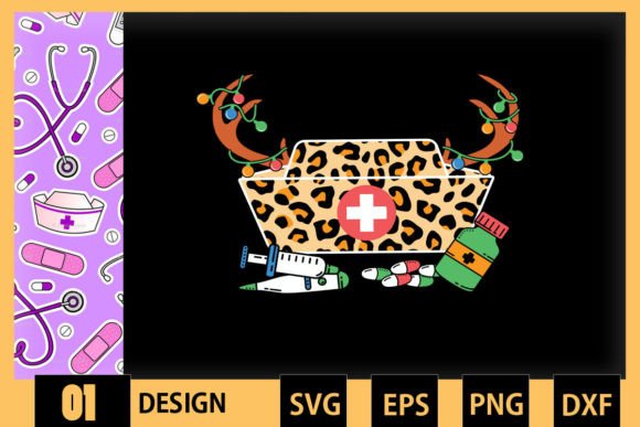Nurse Deer Christmas Graphics for Crafts